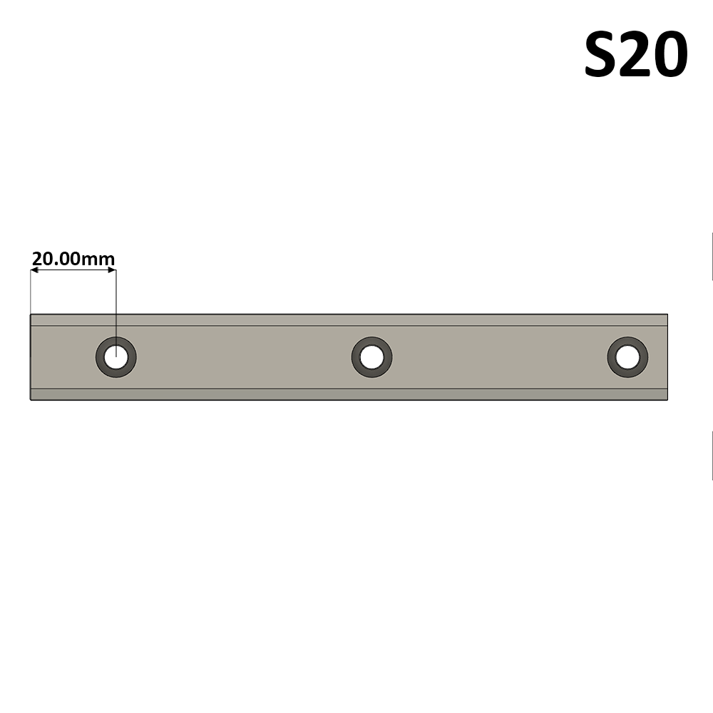 LSH25RLX640-S20-N-D AIRTAC LSH 25MM SERIES RAIL<br>NORMAL ACCURACY, 20MM END TO FIRST HOLE, CUT TO LENGTH OF 640MM