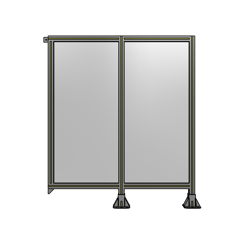 B6-1400-1200-0150-TYPFK DOUBLE PANEL-LEGS ON RIGHT AND CENTER, TIE PLATE ON LEFT 1400MM X 1200MM  1/4" POLYCARB, ASSEMBLED