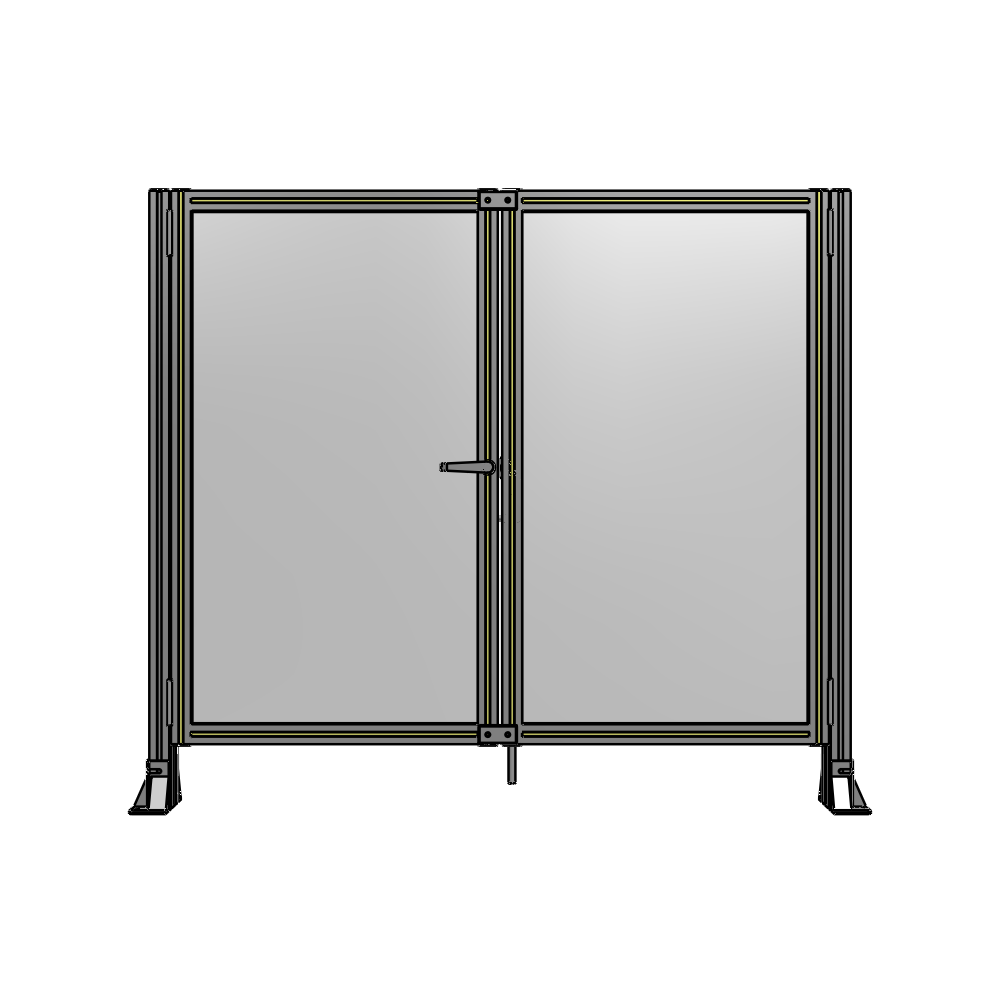 J4-1400-1600-0150-TYPTA SINGLE PANEL, DOUBLE DOOR-FRAME W/O HEADER-HANDLE ON LEFT 1400MM X 1600MM  1/4" POLYCARB, ASSEMBLED
