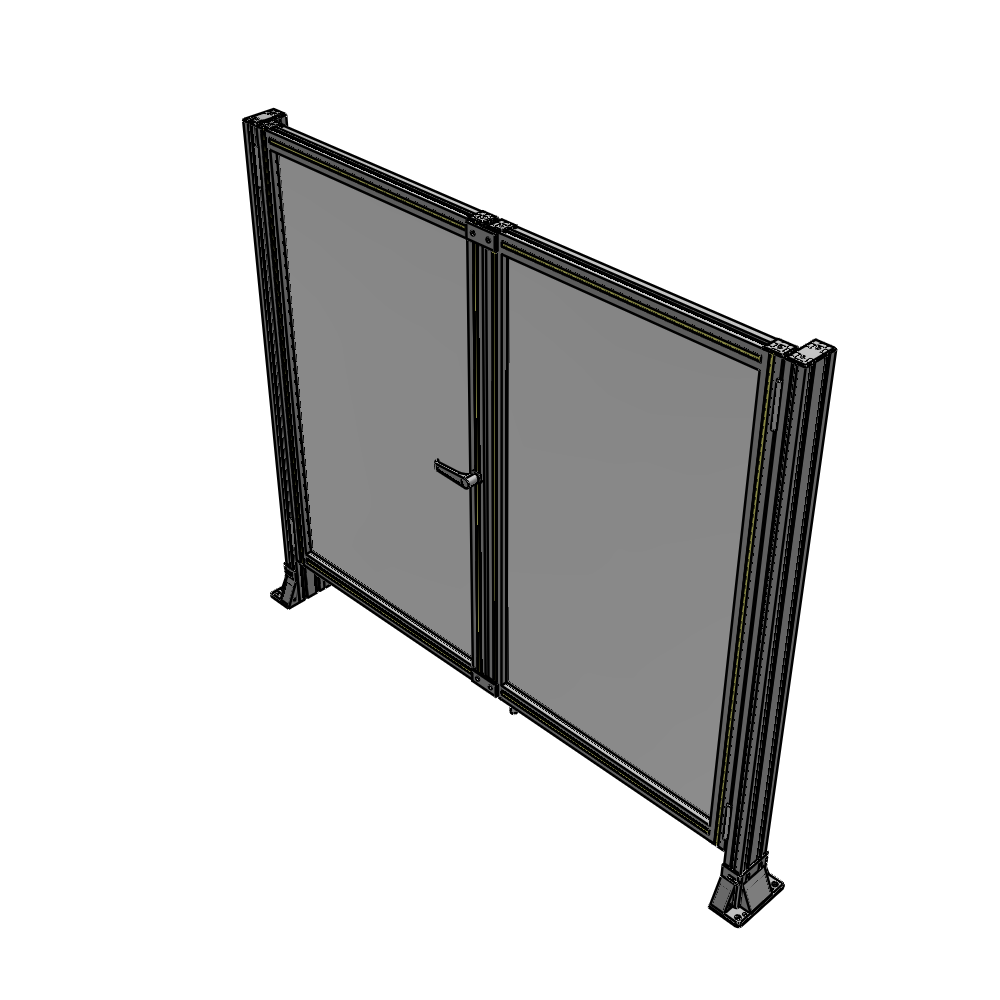 J4-1400-1600-0150-TYPTA SINGLE PANEL, DOUBLE DOOR-FRAME W/O HEADER-HANDLE ON LEFT 1400MM X 1600MM  1/4" POLYCARB, ASSEMBLED