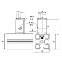 41D-157-3 MODULAR SOLUTION D28 TO SQUARE PROFILE CONNECTOR<BR>CONNECTOR END TO 30 SERIES PROFILE