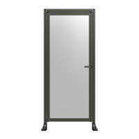 DOOR WITH HEADER, HANDLE WITH INTERNAL EGRESS ON RIGHT 2135MM X 900MM 1/4&quot; POLYCARBONATE, ASSEMBLED