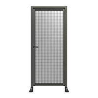 DOOR WITH HEADER, HANDLE WITH INTERNAL EGRESS ON LEFT 2135MM X 900MM 1&quot; MESH, FULLY ASSEMBLED