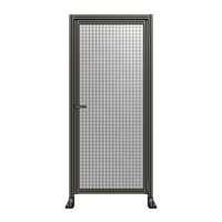 DOOR WITH HEADER, HANDLE WITH INTERNAL EGRESS ON LEFT 2135MM X 920MM 1&quot; MESH, FULLY ASSEMBLED