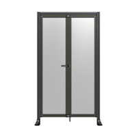 SINGLE PANEL, DOUBLE DOOR WITH HEADER-HANDLE ON LEFT 2135MM X 1200MM  1/4&quot; POLYCARBONATE, ASSEMBLED