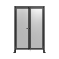 SINGLE PANEL, DOUBLE DOOR WITH HEADER-HANDLE ON LEFT 2135MM X 1400MM  1/4&quot; POLYCARBONATE, ASSEMBLED