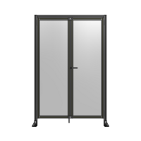 SINGLE PANEL, DOUBLE DOOR WITH HEADER-HANDLE ON RIGHT 2135MM X 1400MM  1/4&quot; POLYCARBONATE, ASSEMBLED