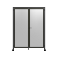 SINGLE PANEL, DOUBLE DOOR WITH HEADER-HANDLE ON RIGHT 2135MM X 1600MM  1/4&quot; POLYCARBONATE, ASSEMBLED