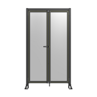 SINGLE PANEL, DOUBLE DOOR-FRAME W/ HEADER-HANDLE ON LEFT 2135MM X 1200MM  1/4&quot; POLYCARB, ASSEMBLED