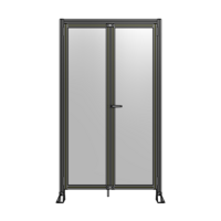 SINGLE PANEL, DOUBLE DOOR-FRAME W/ HEADER-HANDLE ON RIGHT 2135MM X 1200MM  1/4&quot; POLYCARB, ASSEMBLED