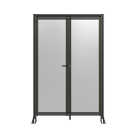 SINGLE PANEL, DOUBLE DOOR-FRAME W/ HEADER-HANDLE ON LEFT 2135MM X 1400MM  1/4&quot; POLYCARB, ASSEMBLED