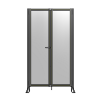 SINGLE PANEL, DOUBLE DOOR-FRAME W/O HEADER-HANDLE ON LEFT 2135MM X 1200MM  1/4&quot; POLYCARB, ASSEMBLED