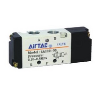 AIRTAC CONTROL VALVE, 4A1 SERIES, DOUBLE SOLENOID&lt;BR&gt;4 WAY 2 POSITION AIR PILOTED, 1/8&quot;NPT, NONE